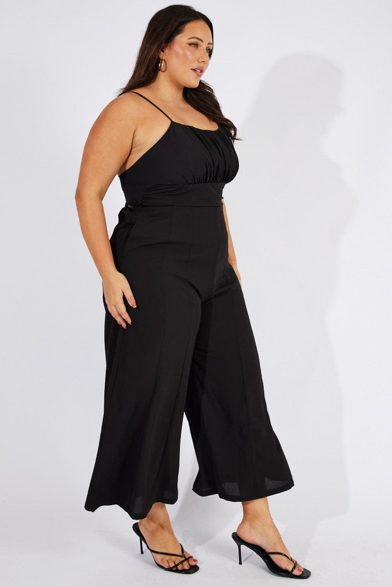 Black Jumpsuit Outfit Plus Size Baggy Jumpsuit Black Shoestring