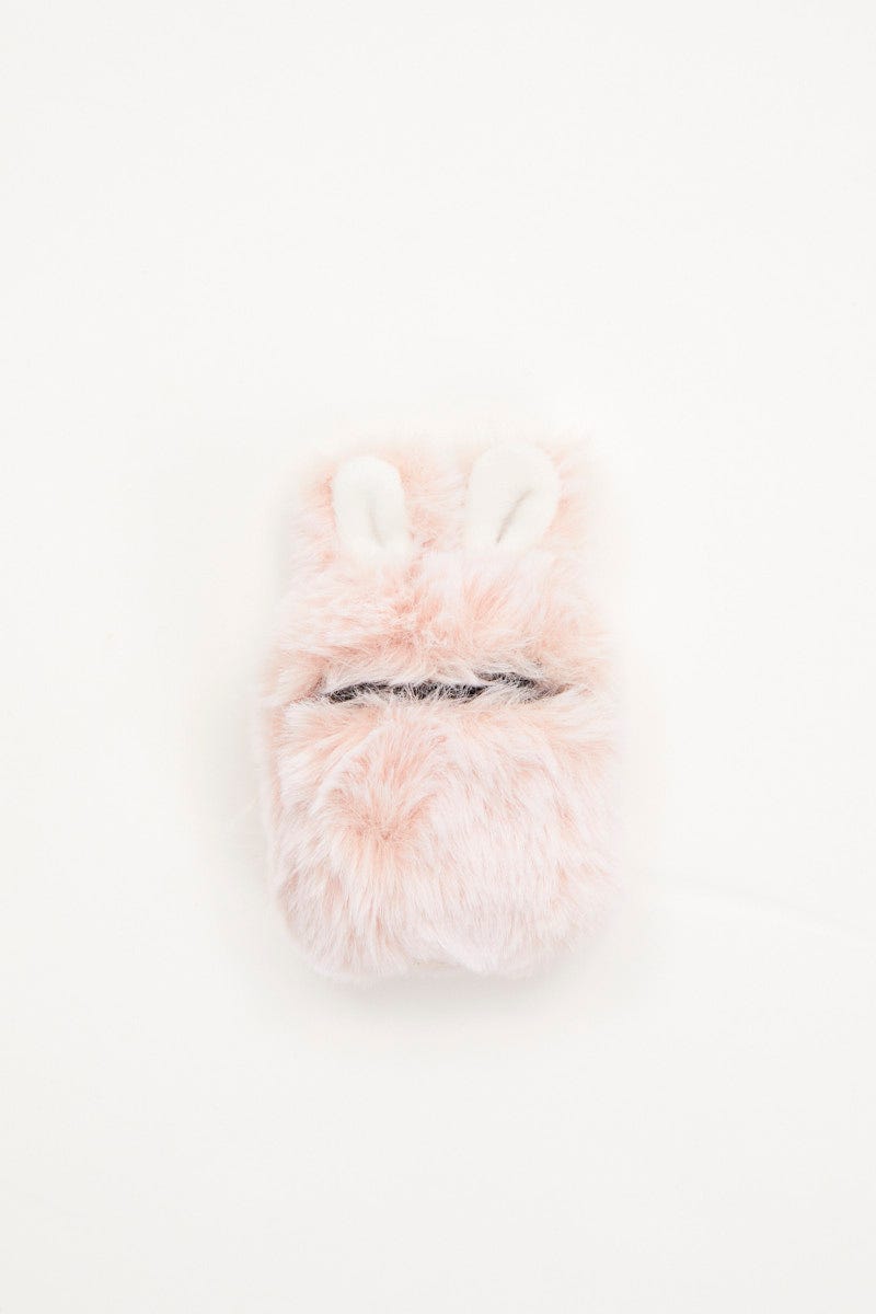 Plus Size Pink Faux Fur Bunny Air Pod Case With Ears You All