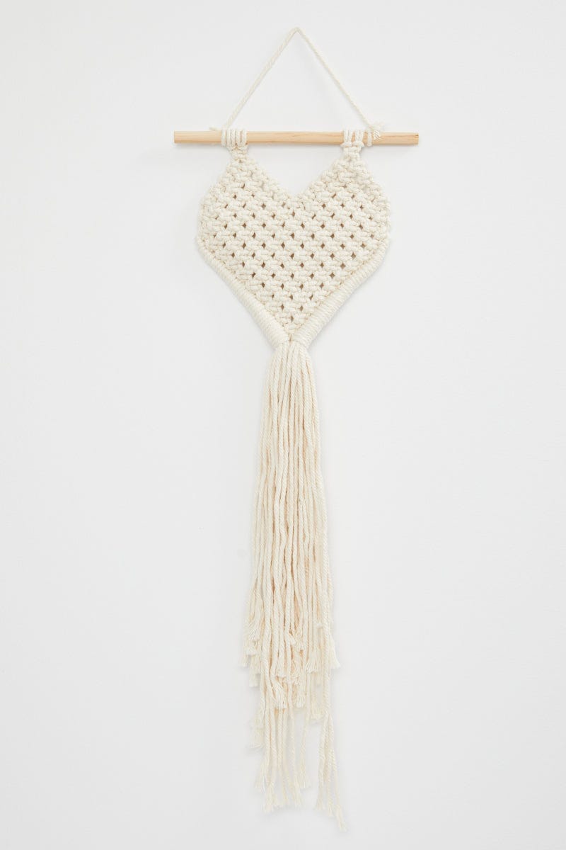 Beige Heart Macrame Wall Hanger For Women By You And All