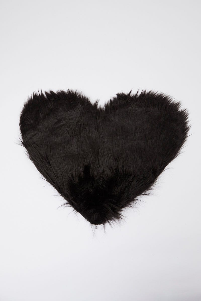 Black Fur Heart Rug for Women by You and All