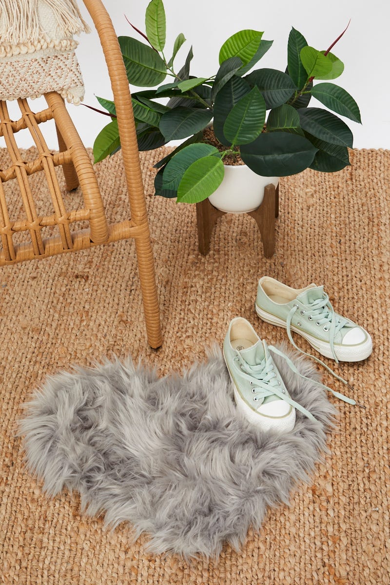 Grey Fur Heart Rug For Women By You And All