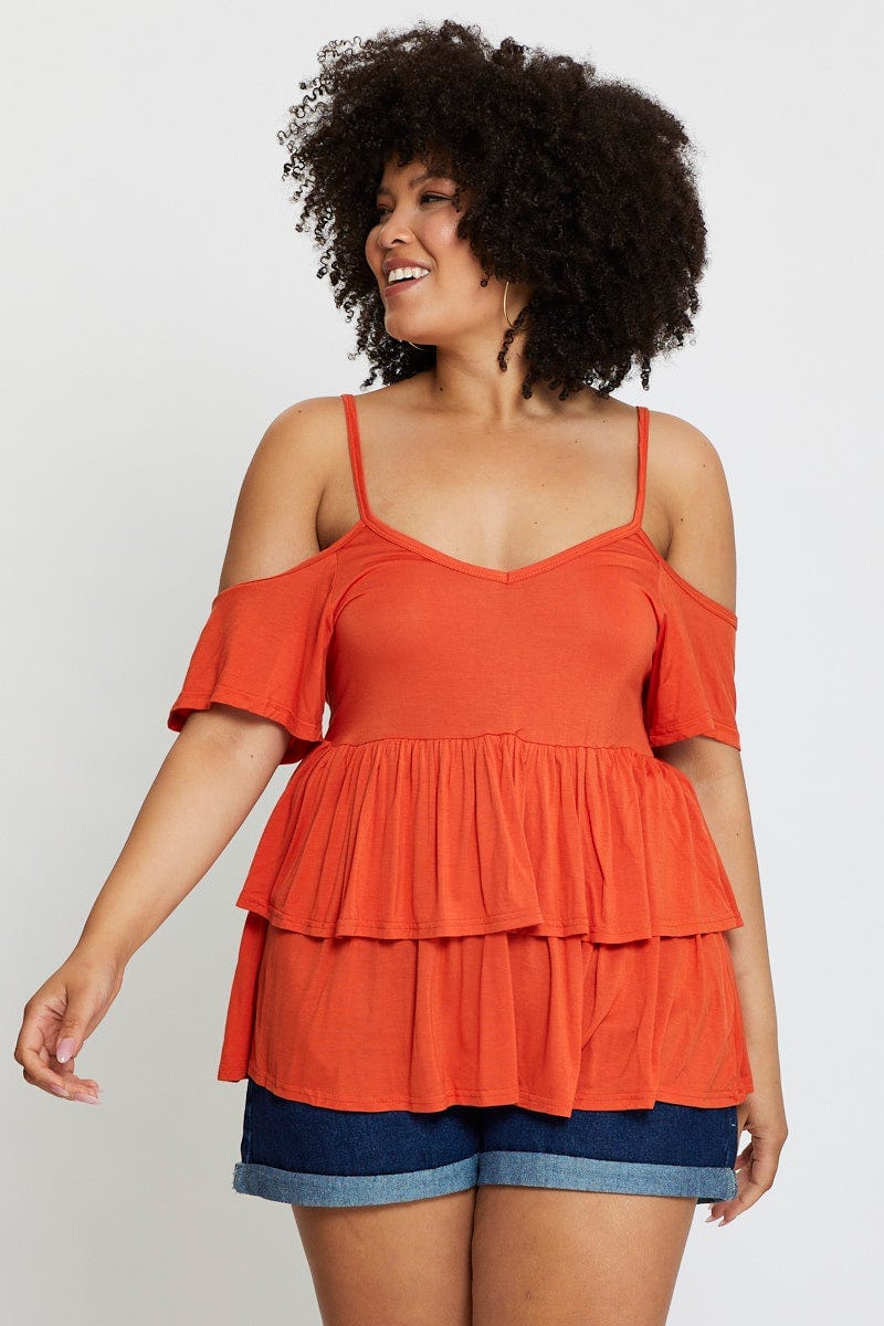 Ruby Rd Cold Shoulder Plus Size Red Cold Shoulder T-Shirt Short Sleeve Cotton |You + All ...