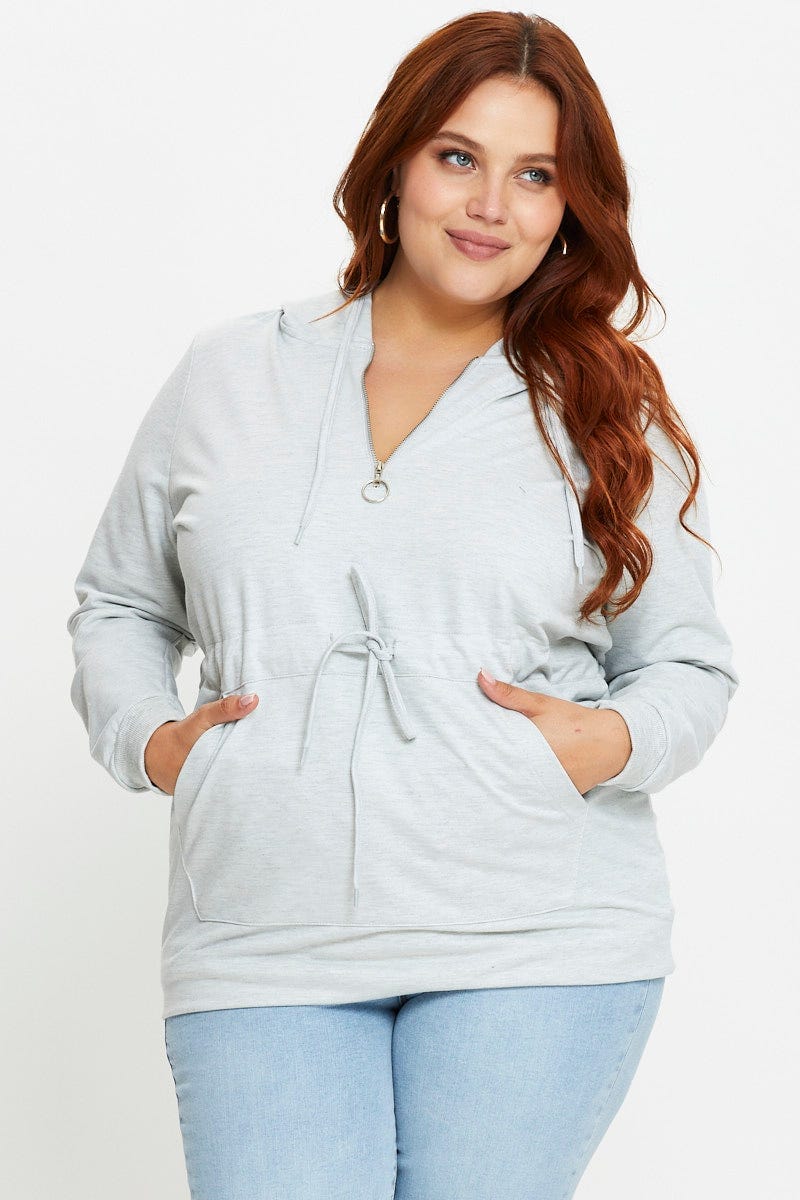 Grey Fleece Hoodie E Long Sleeve 1 4 Zip For Women By You And All