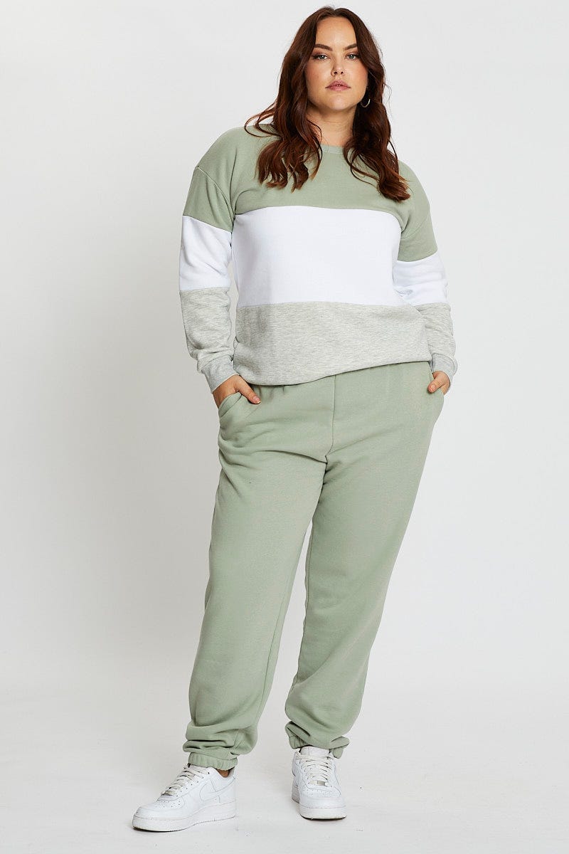 Multi Long Sleeve Spliced Fleece Sweater For Women By You And All