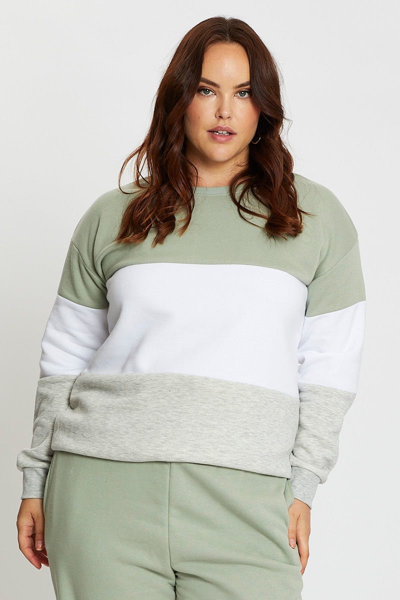 Multi Long Sleeve Spliced Fleece Sweater For Women By You And All
