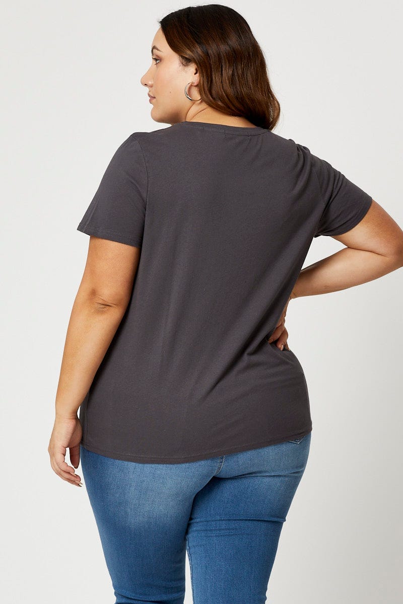 Charcoal Plus Short Sleeve Jersey Tour Print T Shirt For Women By You And All