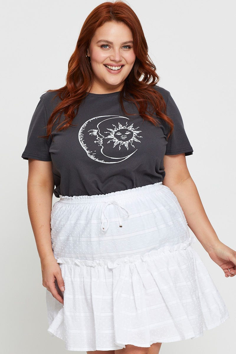 Charcoal Plus Sun And Moon Graphic T-Shirt For Women By You And All