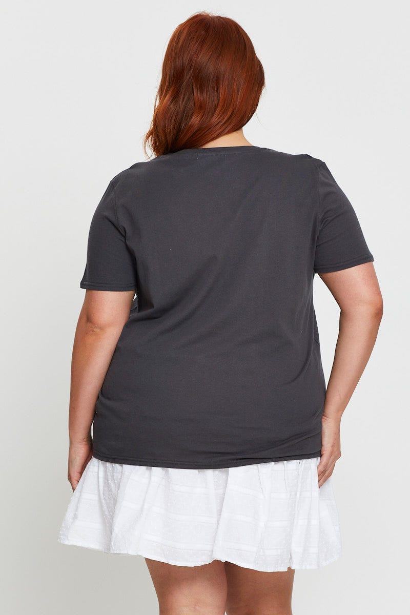 Charcoal Plus Sun And Moon Graphic T-Shirt For Women By You And All