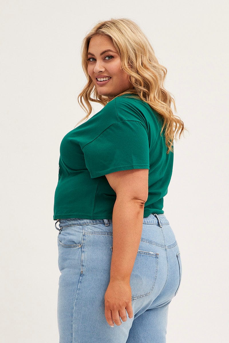 GREEN Graphic T-Shirt Atlanta Crop Cotton