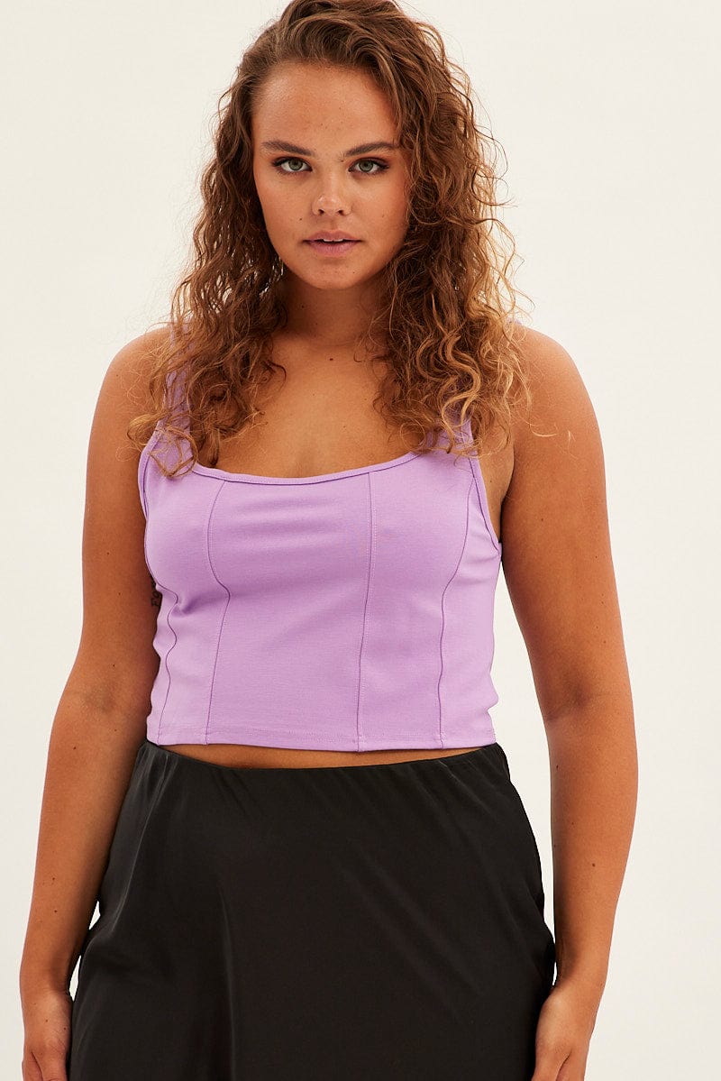 Purple Corset Top Ponte Sleeveless for YouandAll Fashion