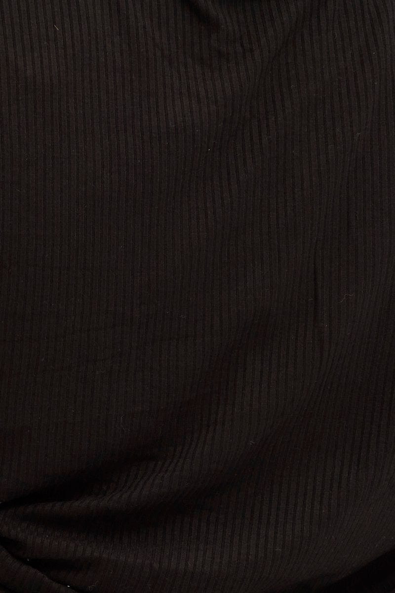 Black Drawstring Top Short Sleeve Rib Jersey for YouandAll Fashion