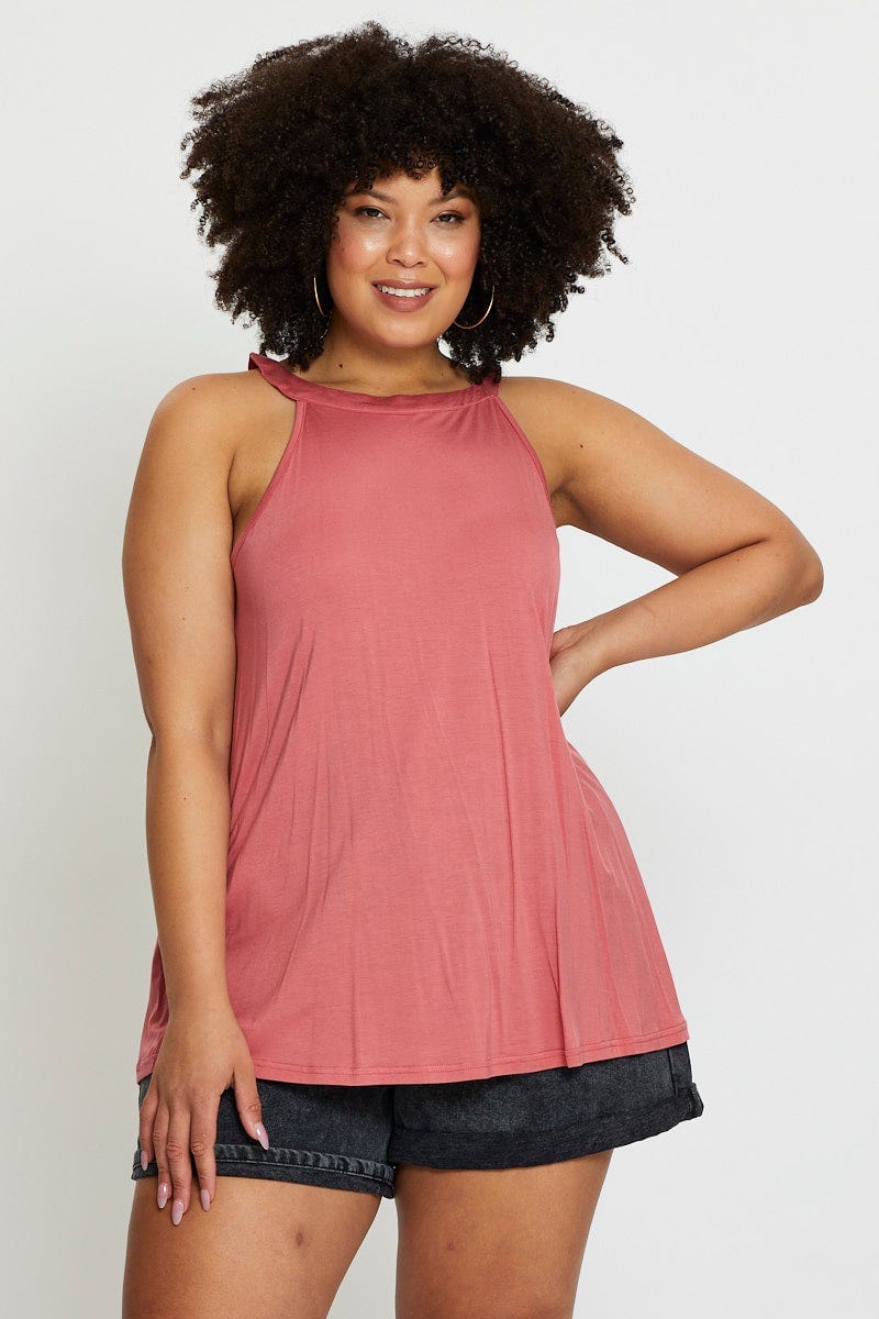 Black Tank Top High Neck Sleeveless Racer Cut For Women By You And All