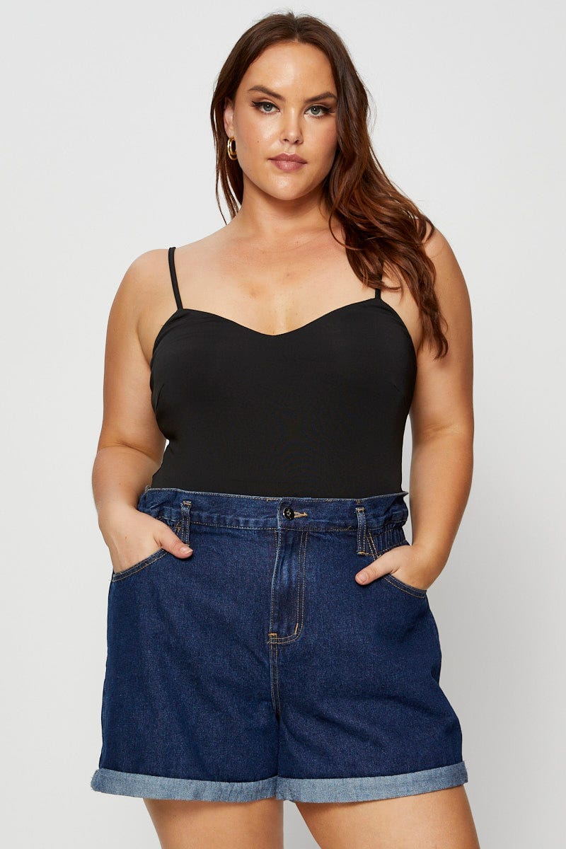 Black Singlet Top V-Neck Jersey For Women By You And All