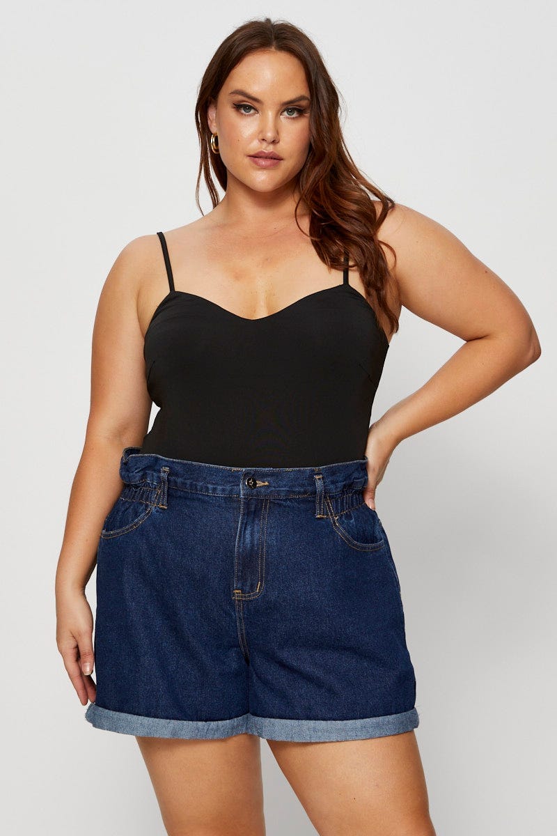 Black Singlet Top V-Neck Jersey For Women By You And All