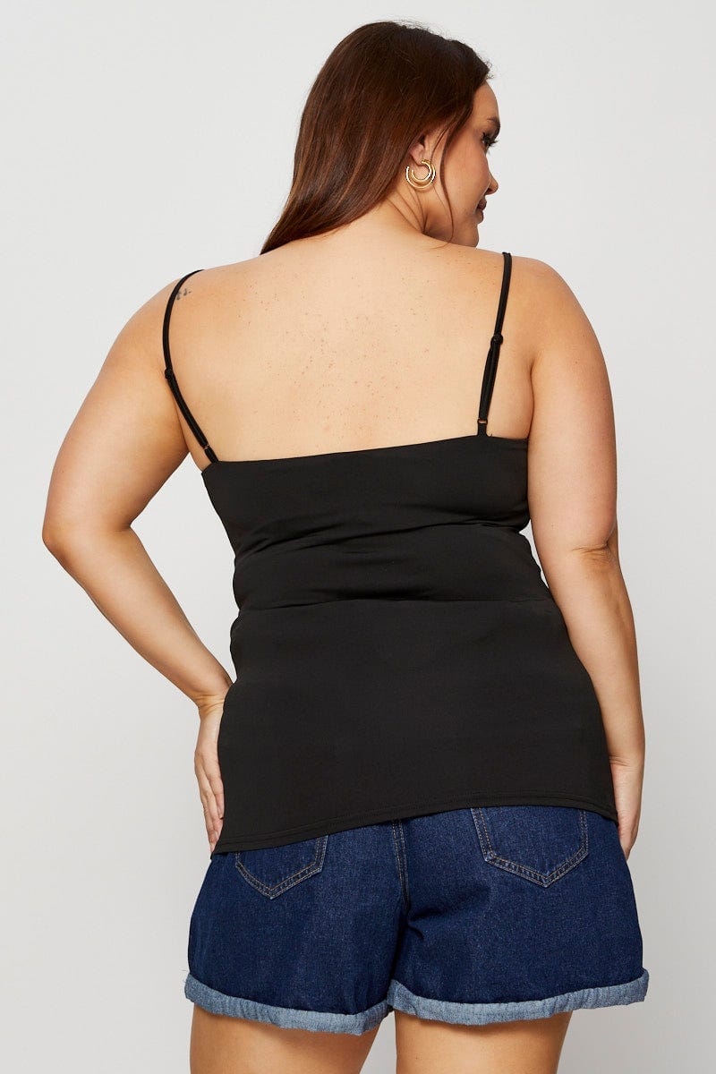 Black Singlet Top V-Neck Jersey For Women By You And All