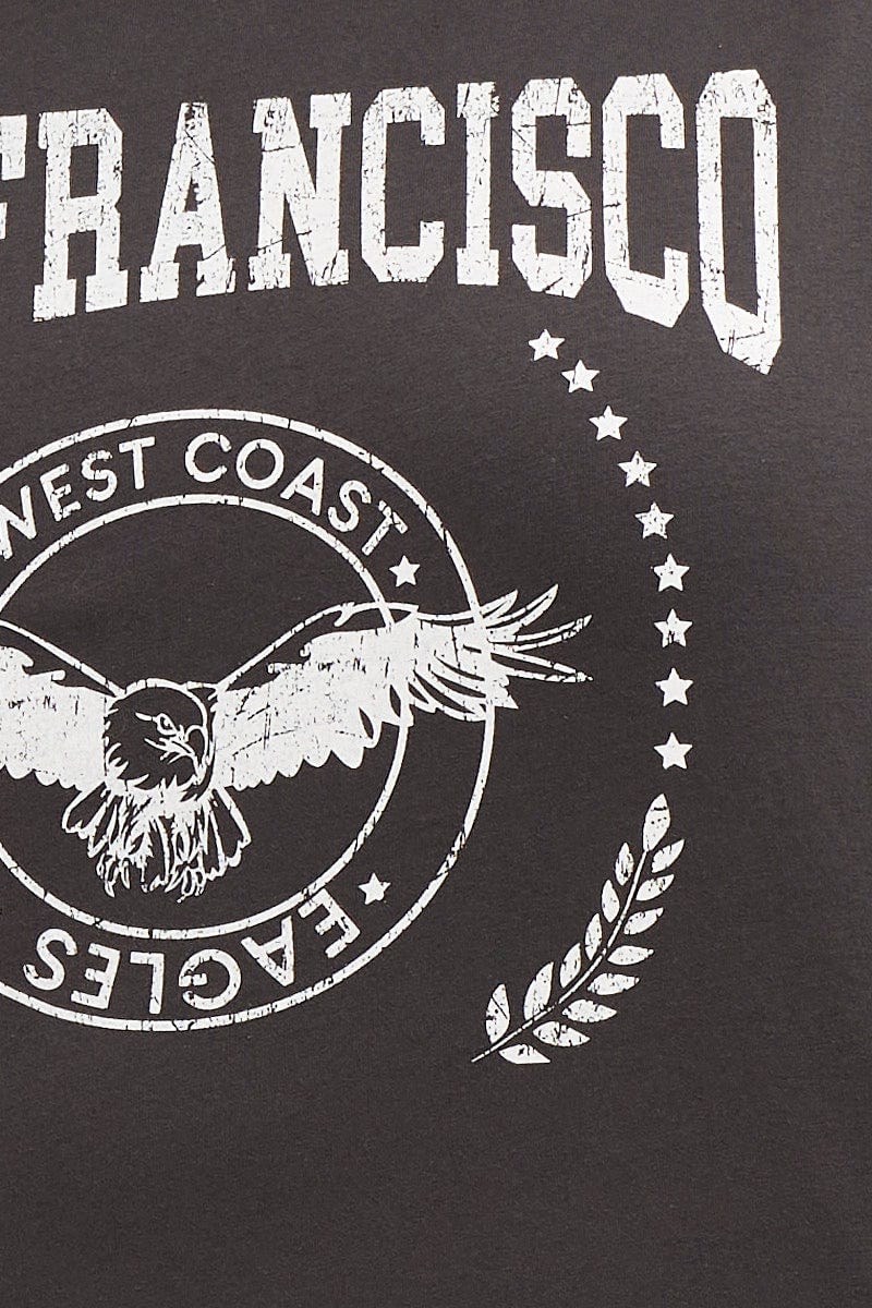 Charcoal Charcoal Short Sleeve San Francisco Eagle T Shirt For Women By You And All