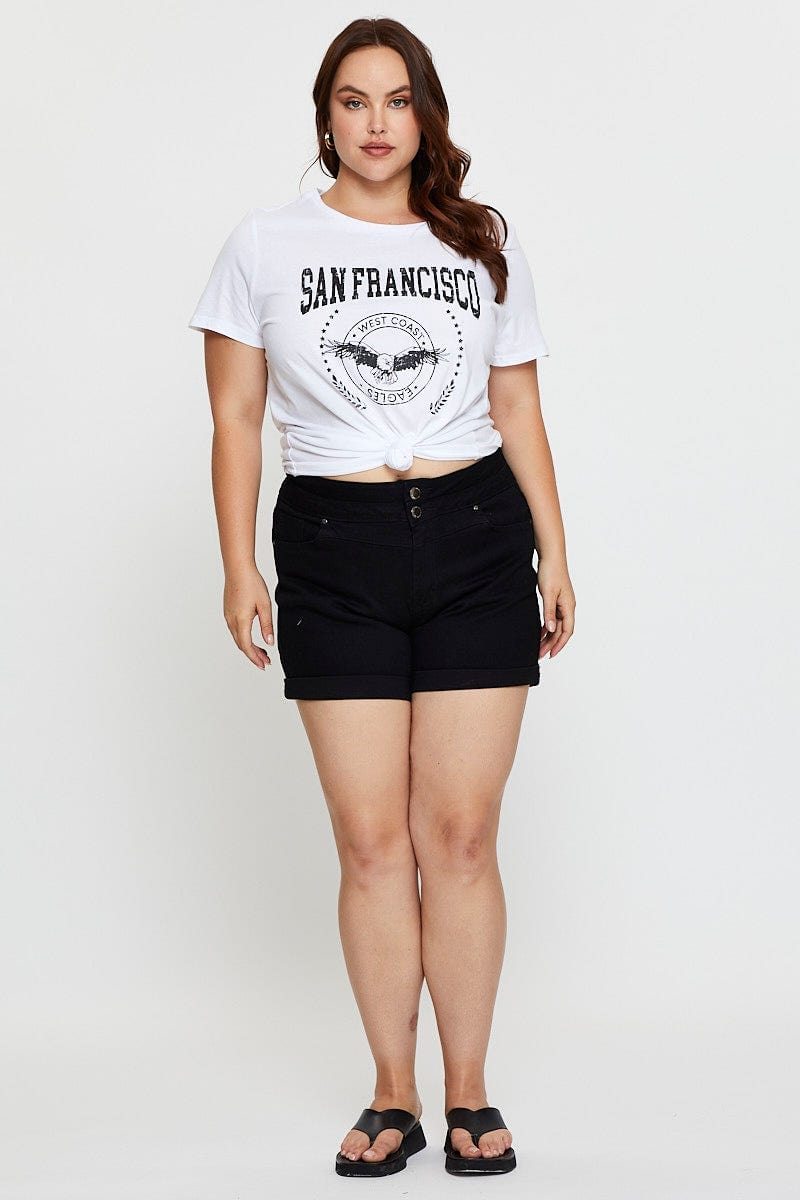 White T-Shirt Crew Neck Short Sleeve For Women By You And All