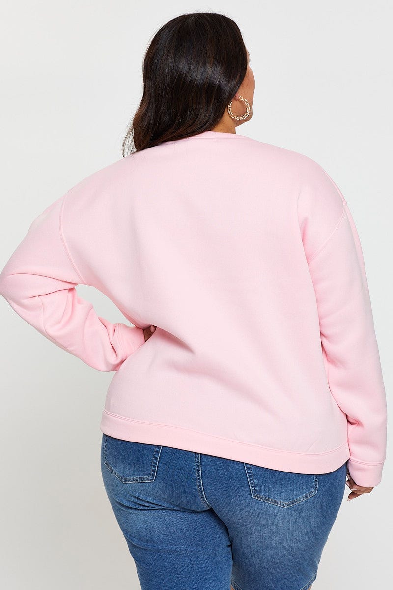Pink Graphic Sweatshirt Vancouver Crew Neck Long Sleeve For Women By You And All