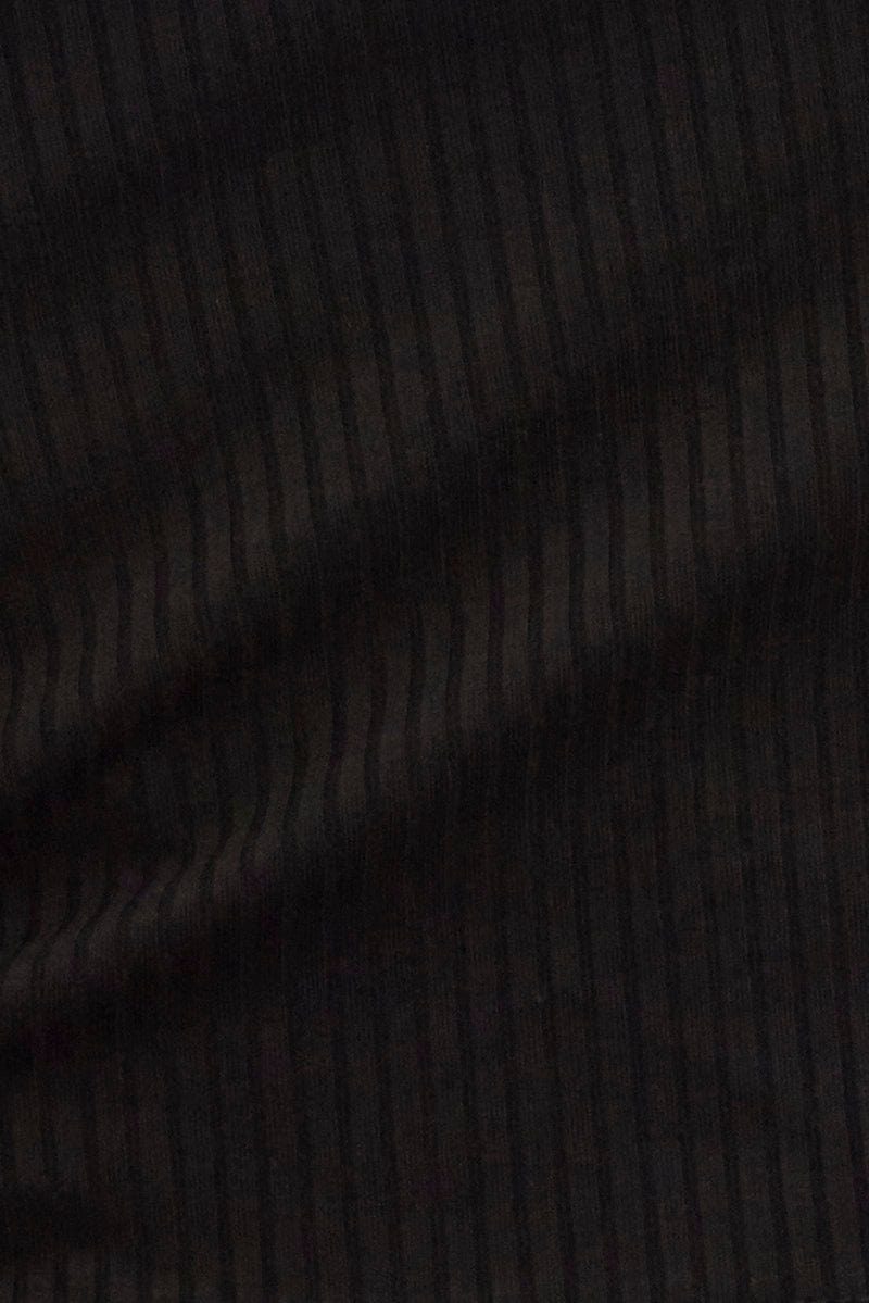 Black Crop Top Sleeveless Rib Jersey Drawstring for YouandAll Fashion