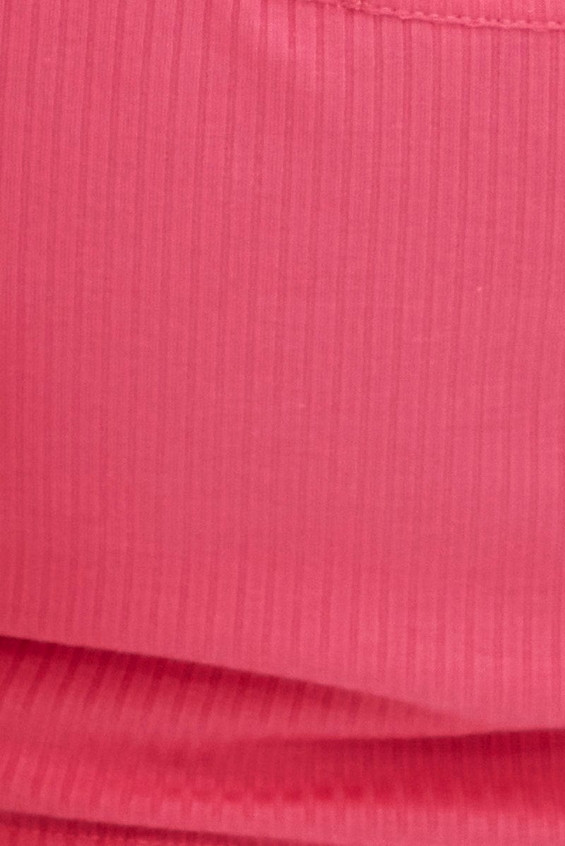 Pink Crop Top Sleeveless Rib Jersey Drawstring for YouandAll Fashion