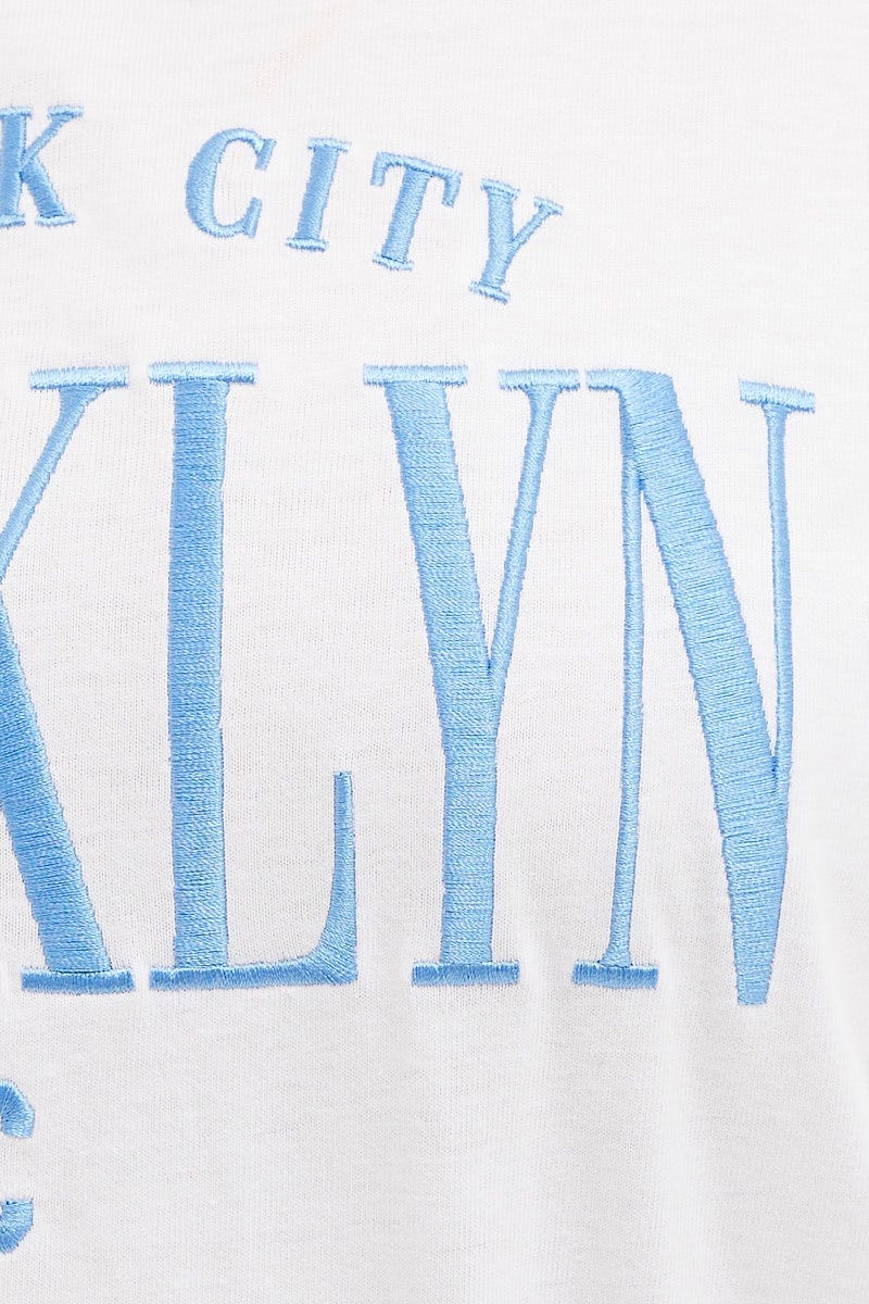 White Oversized T-Shirt Brooklyn Crew Neck Short Sleeve For Women By You And All