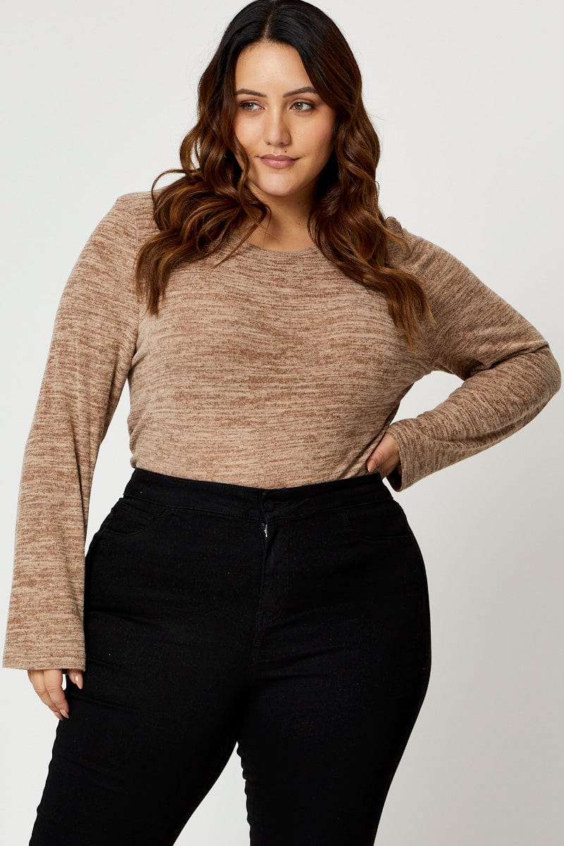 Black Jersey Top Zip Detail Long Sleeve Crew Neck For Women By You And All