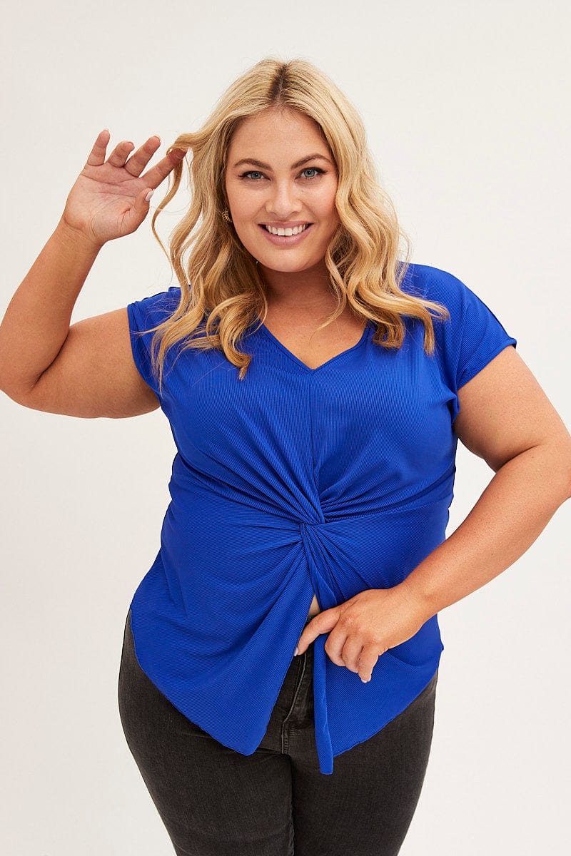 BLUE Twist Top Short Sleeve