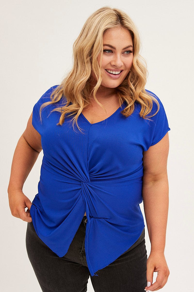 BLUE Twist Top Short Sleeve