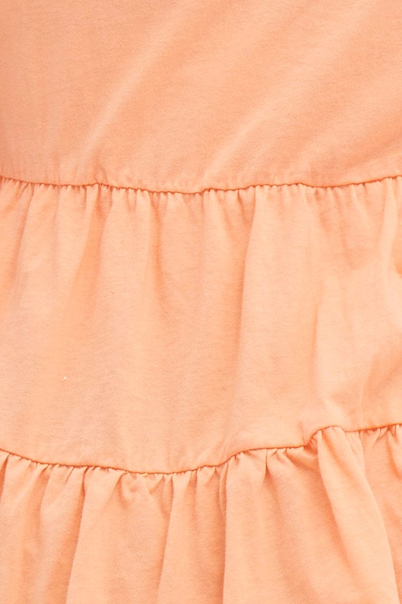 Orange Ruffle Sleeve Tiered Top for Women by You + All