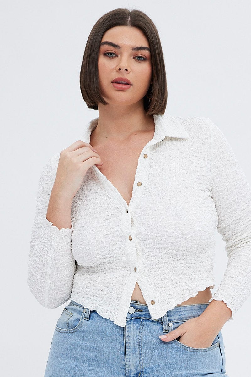 White Collar Top Long Sleeve for YouandAll Fashion