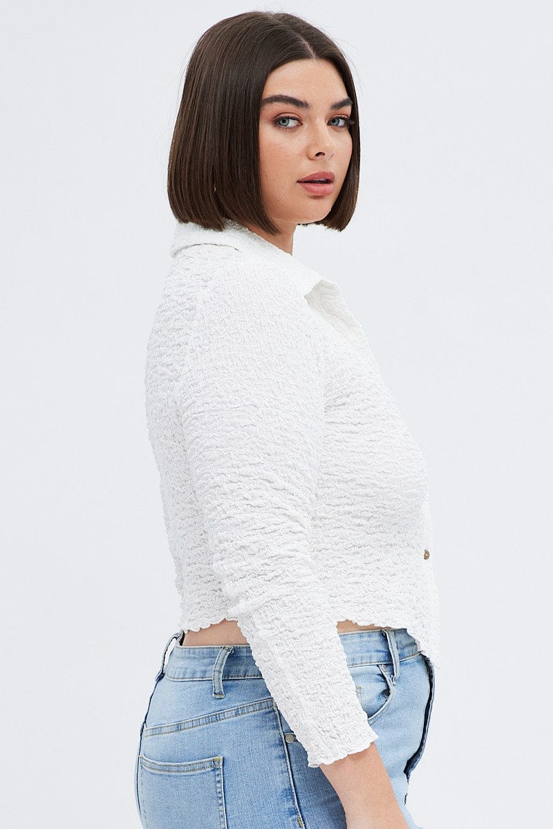 White Collar Top Long Sleeve for YouandAll Fashion