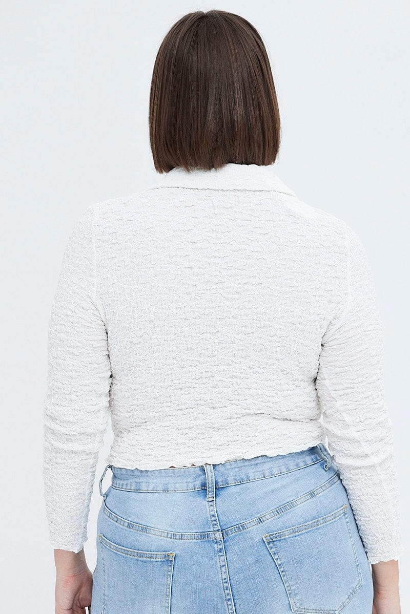 White Collar Top Long Sleeve for YouandAll Fashion