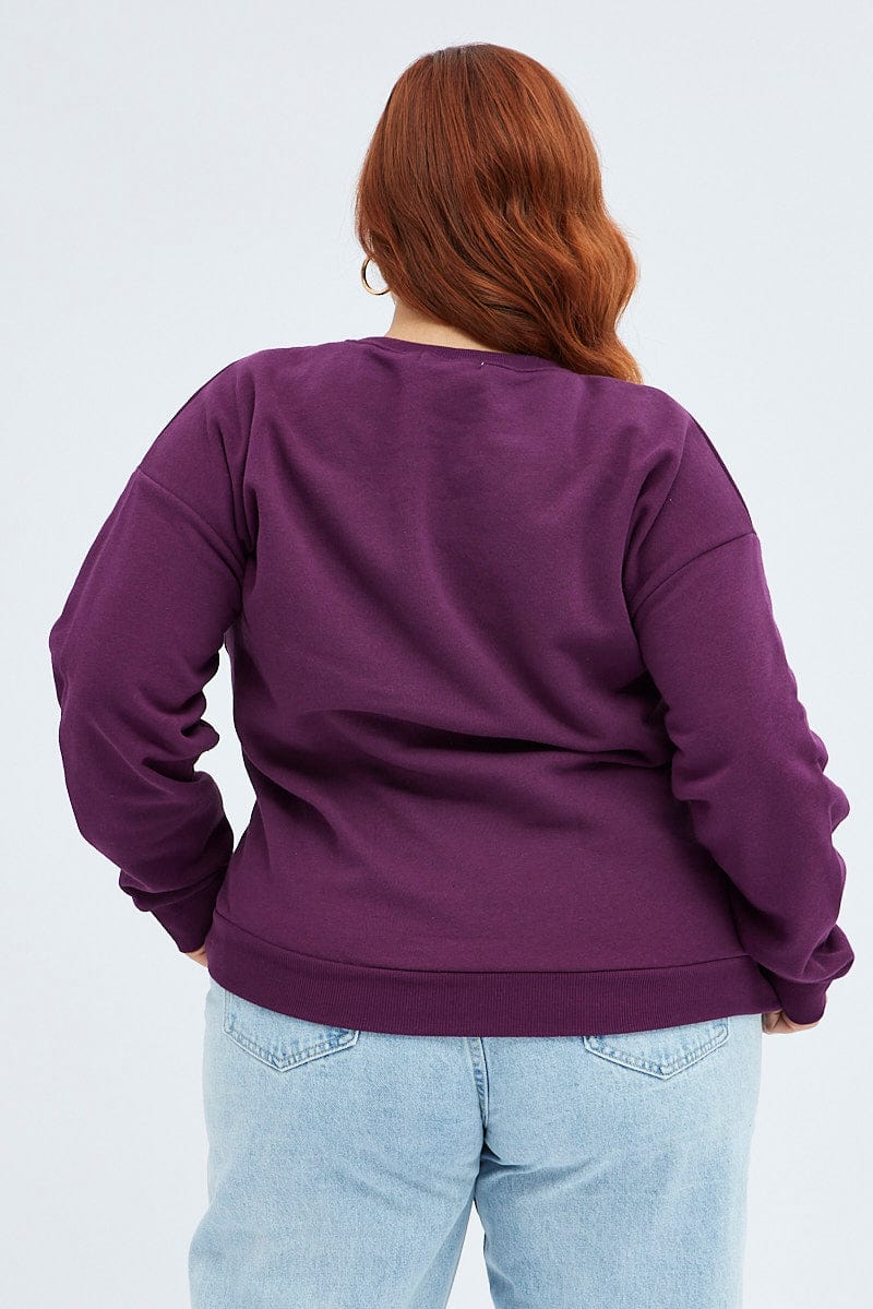 Purple Cropped Sweater Portland Embroidery for YouandAll Fashion