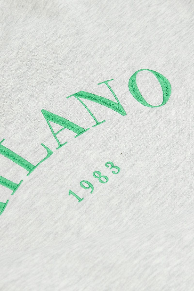Grey Oversized Sweatshirt Milano Embroidered for YouandAll Fashion