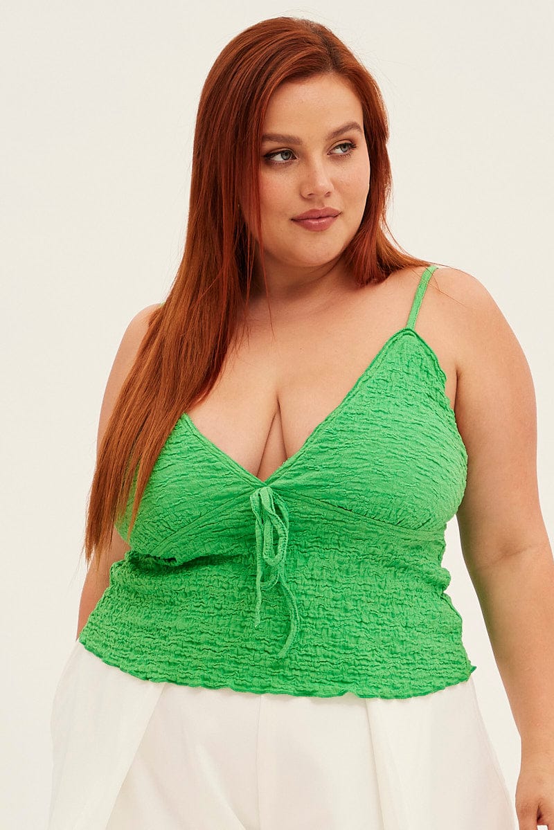 Green Singlet Top V neck for YouandAll Fashion