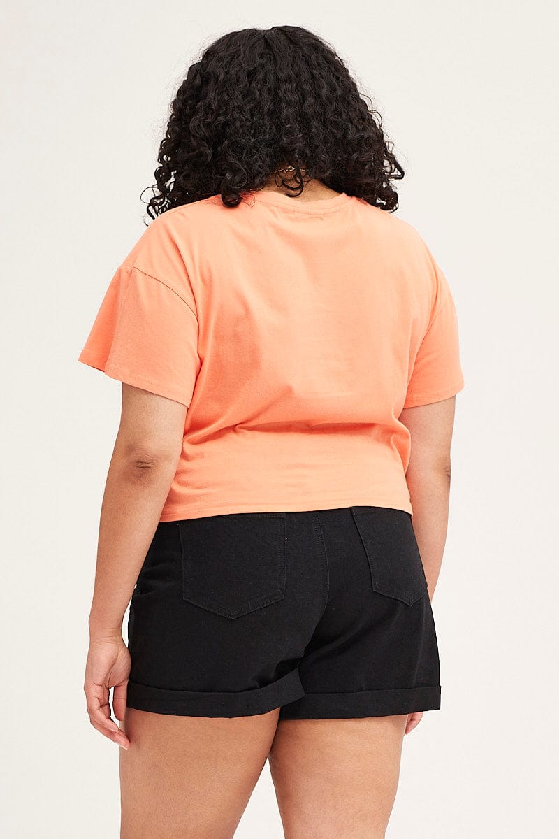 Orange Short Sleeve Crop T Shirt for Women by You + All