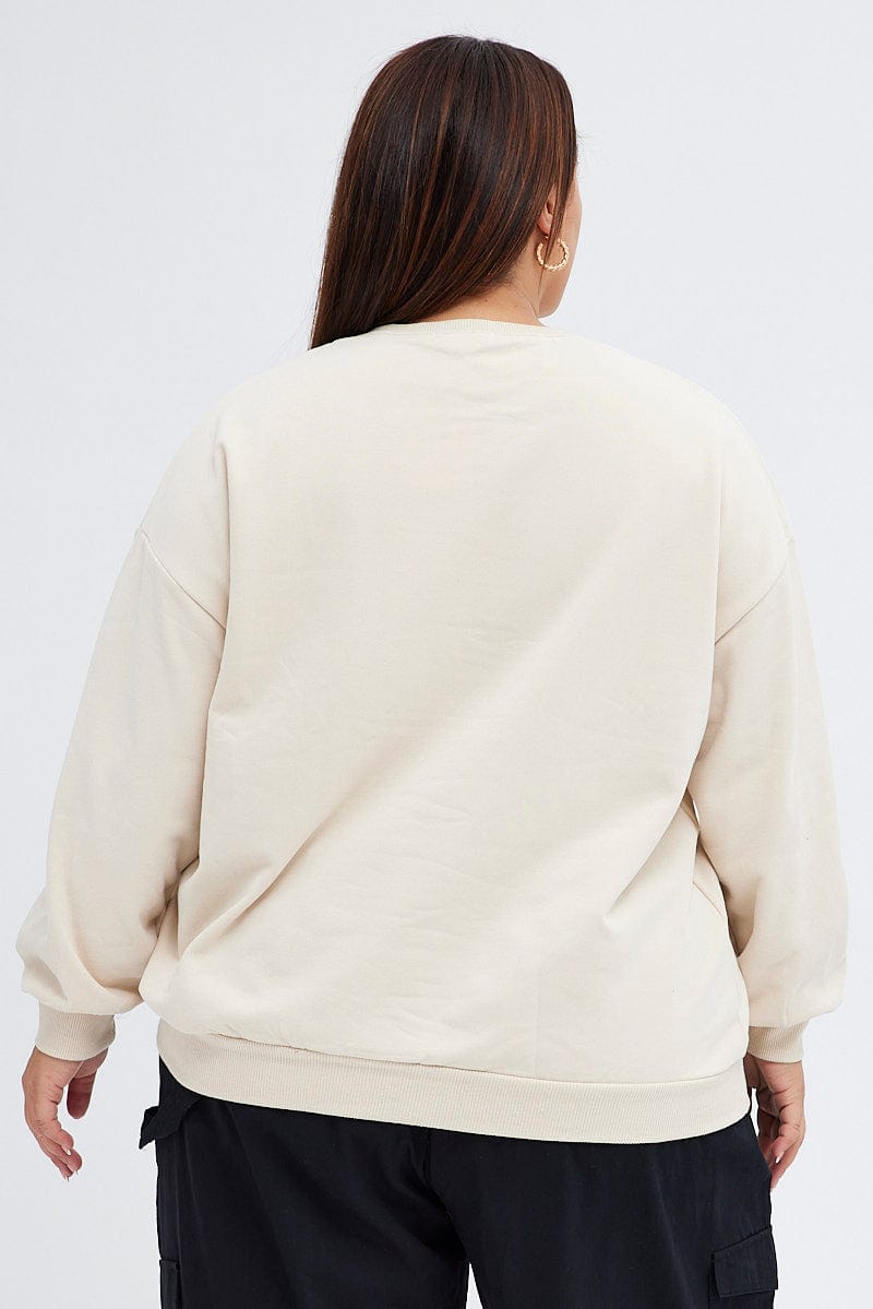 Beige New York Embroidered Sweater for YouandAll Fashion