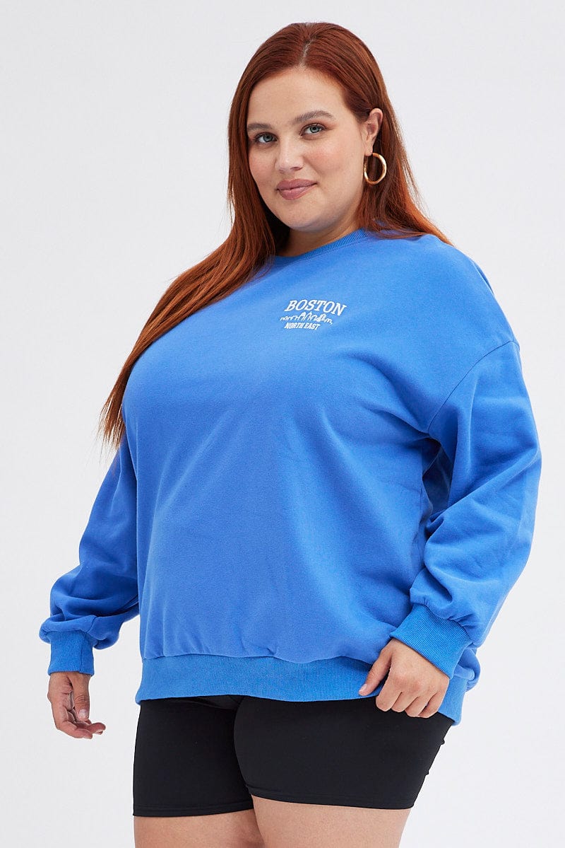 Blue Oversized Sweater Embroidered for YouandAll Fashion