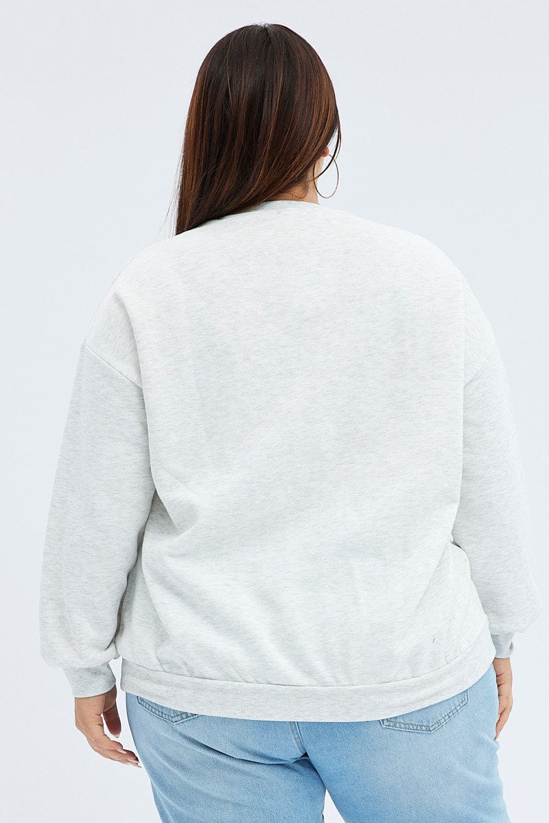 Grey Graphic Sweatshirt Long Sleeve for YouandAll Fashion