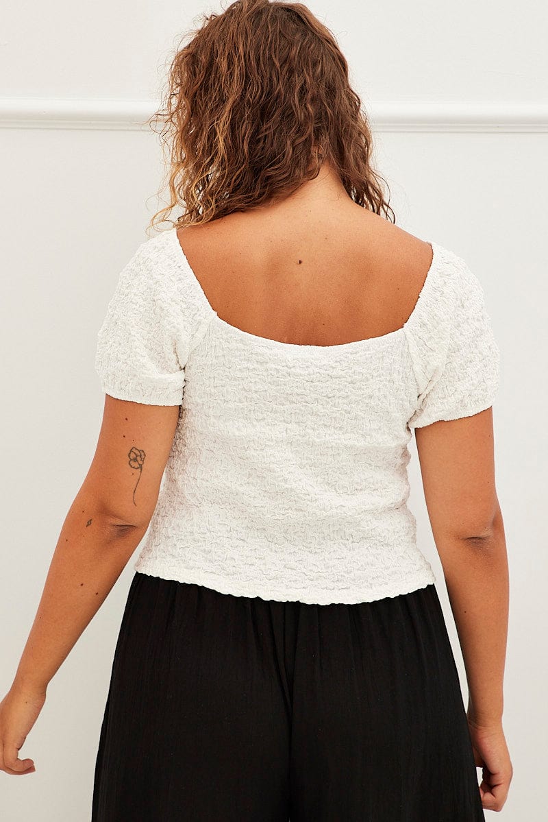 White Textured Peplum Top for YouandAll Fashion