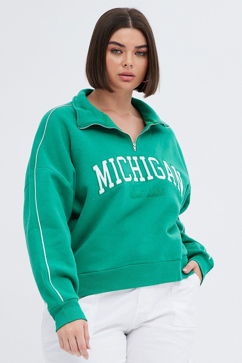 Green Zip up Sweatshirt for YouandAll Fashion