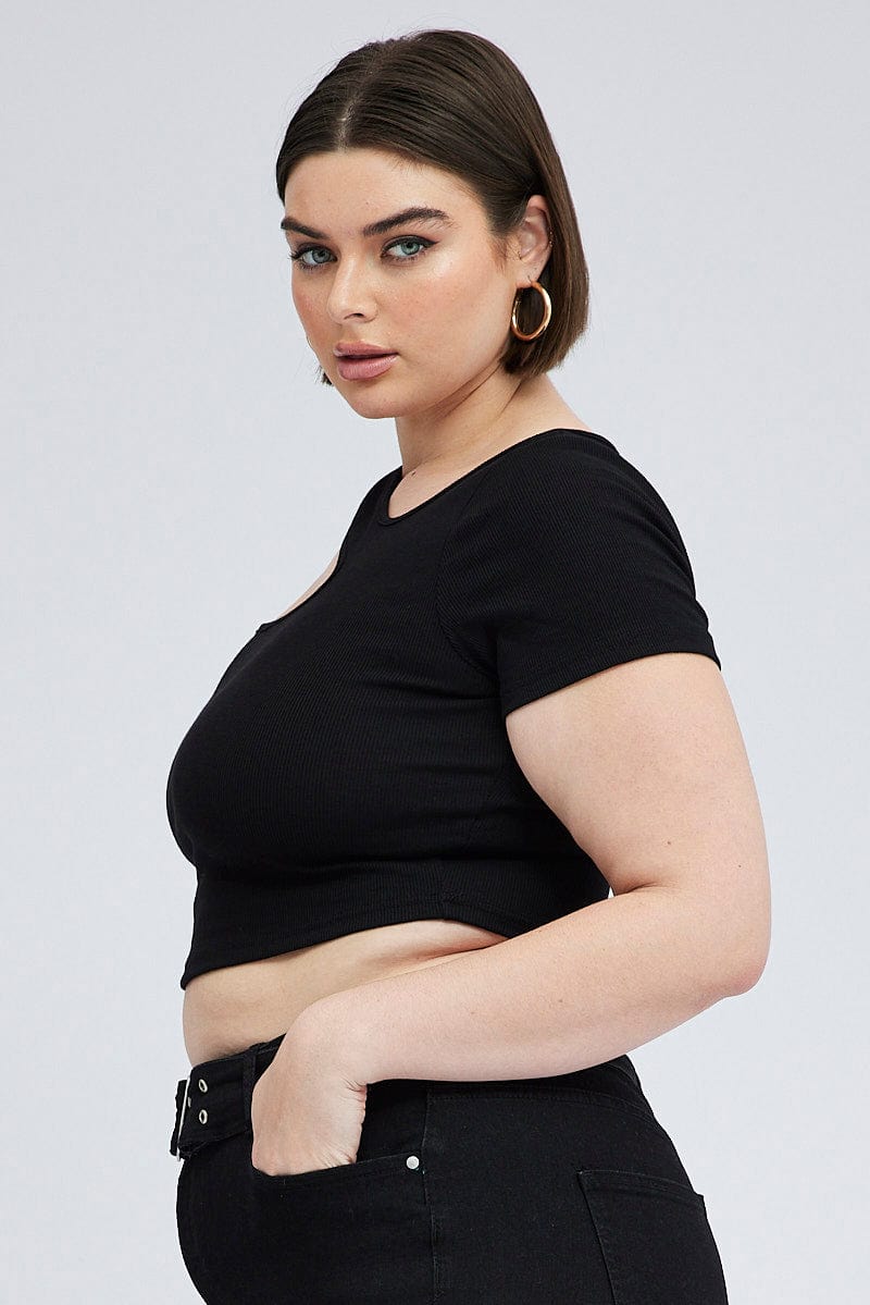 Black Cut out Top Short sleeve for YouandAll Fashion