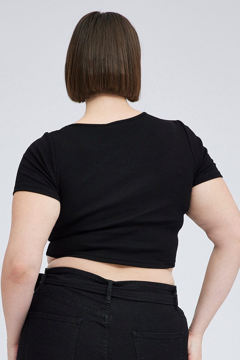 Black Cut out Top Short sleeve for YouandAll Fashion