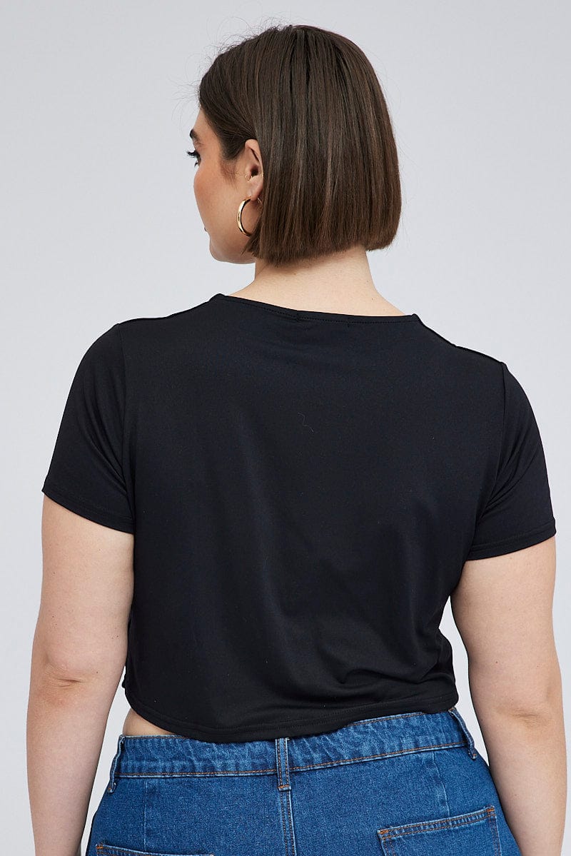 Black Cut Out Top Short Sleeve Supersoft for YouandAll Fashion