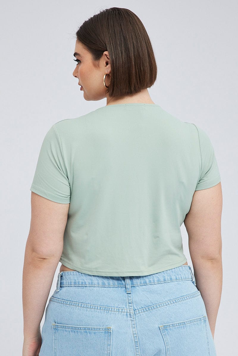 Green Cut Out Top Short Sleeve Supersoft for YouandAll Fashion