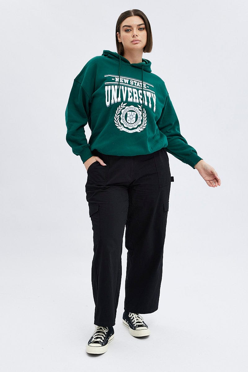 Green Graphic Hoodie Sweatshirt University Fleece for YouandAll Fashion