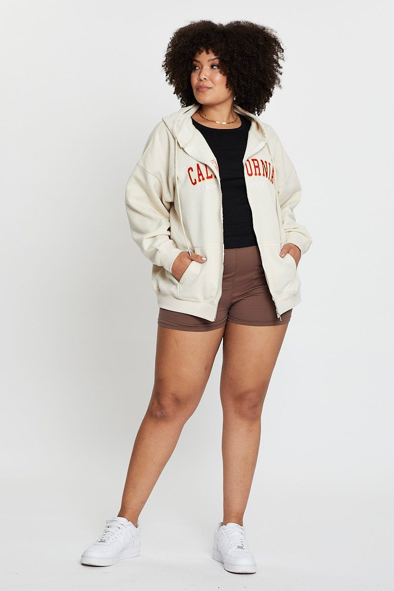 Nude Long Sleeve California Graphic Zip Sweat Top For Women By You And All
