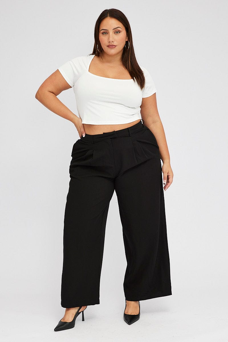 White Top Short Sleeve Square Neck Cropped | You & All