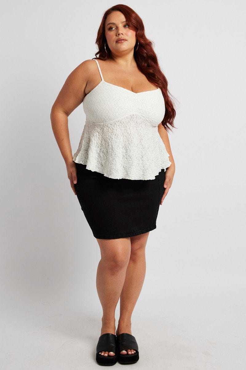 White Textured Peplum Top for YouandAll Fashion