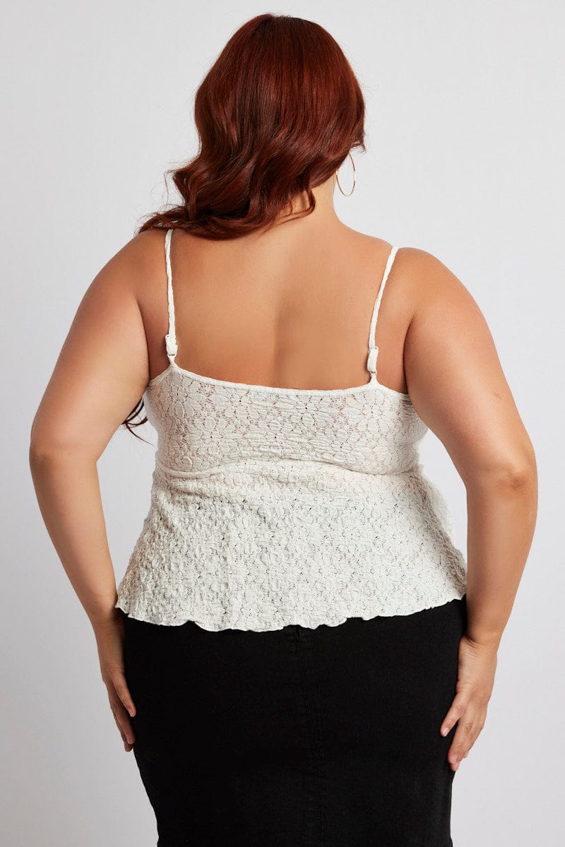 White Textured Peplum Top for YouandAll Fashion